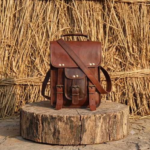 Vintage leder messenger - vintage,