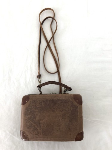 Vintage leder koffertasche box - koffertasche,